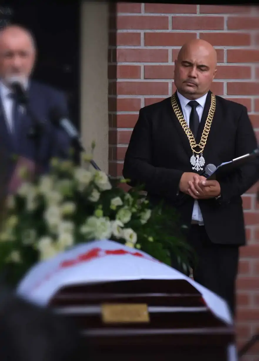 Marcin Kruk, Lilia’s funeral celebrant, during a funeral ceremony