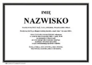 A sample death notice design (wording in Polish)