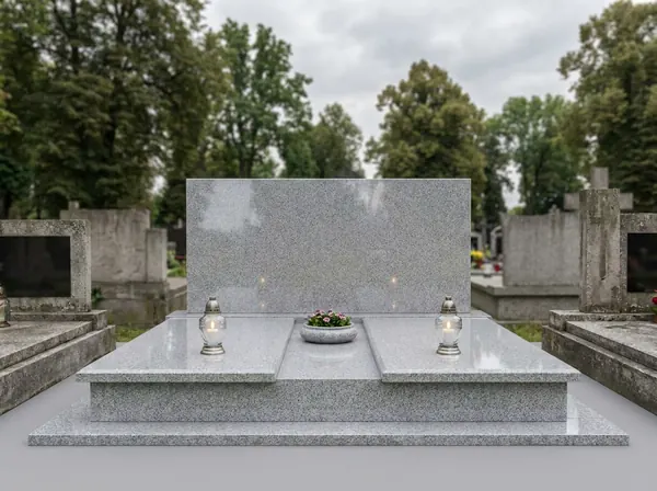 Nagrobek podwójny z jasnego granitu, wizualizacja